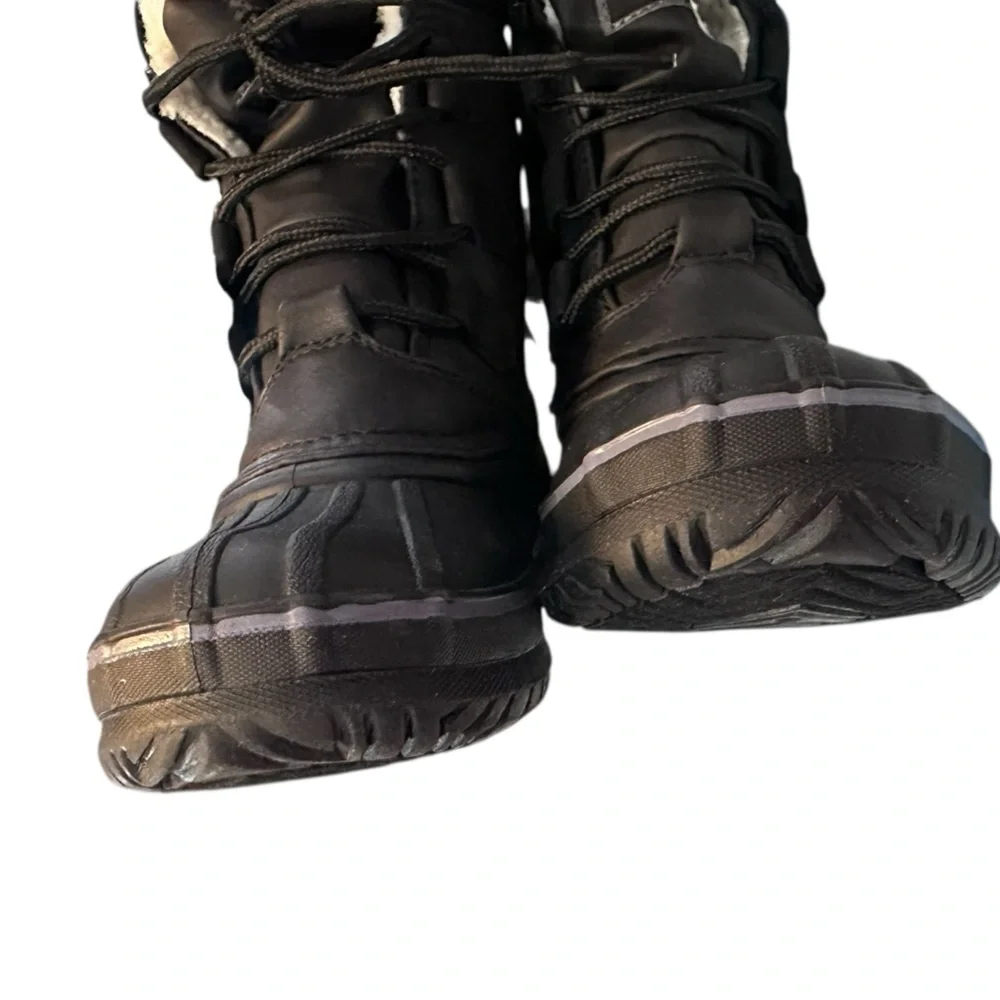 London Fog Cheshire Black Faux Fur Lined‎ Snow Boots water resistant 13M New